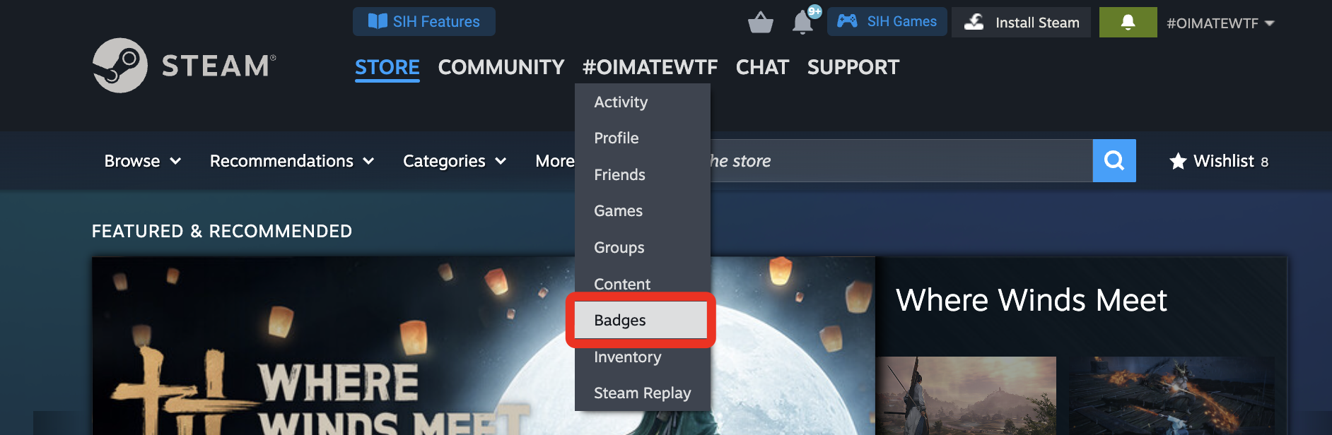 Badges page